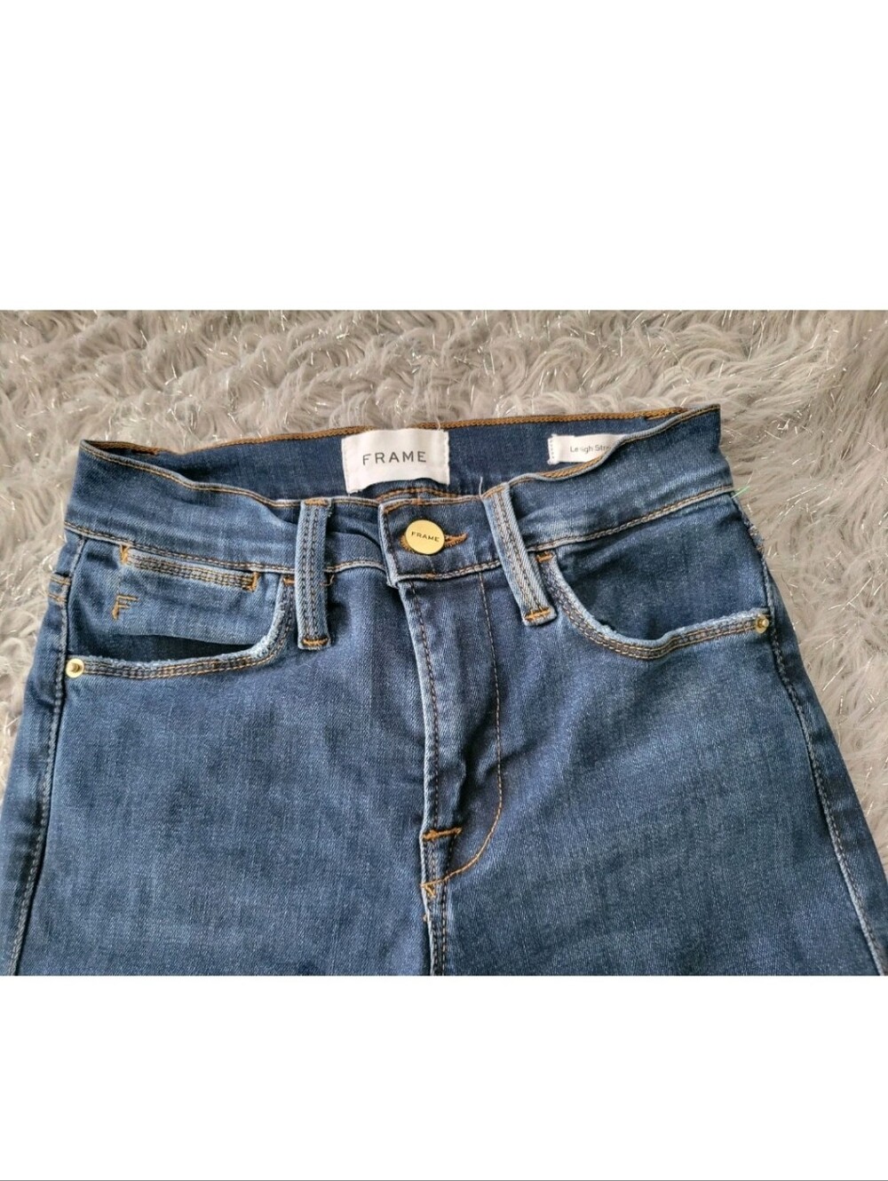 Frame Le High Straight Leg Jeans Dark Wash Ankle Stretch Mid Rise Minimalist 24 - Picture 6 of 13